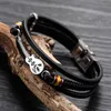 Music Guitar Men Bracelet Hip Hop Jóias Pulseira Masculina Masculina Multi-camada pulseiras de couro Jóias de aço inoxidável