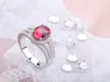 All'ingrosso-e anello da donna gioielli di design di lusso CZ diamante argento placcato moda rosso romantico anello da donna con scatola regalo per le vacanze