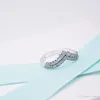 Przyjazd kobiety pierścionki z koroną księżniczki z oryginalnym pudełkiem na prezent dla Pandora 925 Sterling Silver CZ Diamond Ring Set