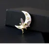 Fashion Moon Goddess Brooch Pins Cartoon Moon Star Angel with Butterfly Wing Brooches 18K Plated Enamel Rhinestone Pins Jewelry Gifts