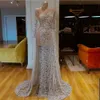 Major Beading Prom Dresses See Through High Neck Long Sleeves Evening Dress Sheer Neckline Illusion Lace Party Gowns Vestidos