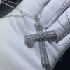 2020 New Fashion Jewelry 925 Sterling Silver Cross Pendant Full White Sapphire Cz Diamond Gemstones Lucky Women Wedding Clavicle N219K