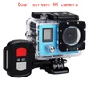 2.4G Remote H22R 4K Wifi Action Camera Obiettivo 170D da 2 pollici Doppio schermo 30M Impermeabile Sport estremi HD DVR Scatola al dettaglio