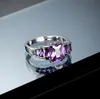 LuckyShine 925 Zilver Paars Kristal Zirkoon Vierkant voor Vrouwen Ringen Partij Sieraden Geschenken 6-10 #195j