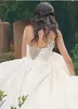 Ultimi abiti da sposa con perline in pizzo da sposa musulmana con perline 2020 senza spalline scollo a V con lacci indietro abiti da sposa da sposa taglie forti