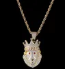 Hip hop new crown lion head Water diamond pendant crown lion gold plated men and women trend jewelry