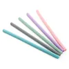 Paille à boire en caoutchouc de silicone, type large, pliable, multicolore, type droit, pliable, vente en gros avec brosse pour thé à bulles