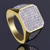 High Grade New Design Gold Plated 3A Cubic Zirconia Rings Men's Hip Hop Iced Out Micro CZ Ring Gold Plated Brass Jewelry