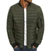 Herren Frühling Herbst Winter Daunenjacken Dünne Slim Fit Mäntel Baumwolle gefütterte einfarbige Langarm Stehkragen Jacke Oberbekleidung