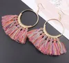 Tassel Dangle And Chandelier Fashion Creative Big Ring Fringe Ear Drop 16 Couleurs Boucles d'oreilles bohèmes faites à la main