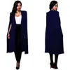 Kvinnor Cloak Cape Long Blazer Coat Fashion Black White Personality Notched Neck Lapel Split Jacket Passar Workwear Blazer Feminino