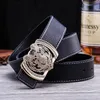 Élégant noir beau tigre animal hommes plaine designer ceinture en cuir nouvelle mode luxe unique scintillant 3d boucle lisse 125 cm