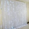 2 warstwy kolorowe tło ślubne zasłony z led światła imprezy impreza łuki dekoracji sceny ślubnej tła jedwabne Drape Decor 3M x 3m