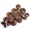 # 4/27 Brown Mix to Honey Blonde Piano Color Bundles de cheveux humains Body Wave Piano Color Extensions de cheveux humains péruviens Double trames 10-30 "