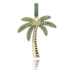 Iced Out Color Zirkoon Coconut Tree Hanger Necklace Soild Back Gold Verzilverd Mens Hip Hop Sieraden Gift