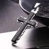 Bibbia spagnola vintage in oro e argento tono nero in acciaio inossidabile Jesus lords cross men pendant collana catena gioielli NP61