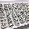 wholesale 50pcs/Lot Silver/Gold Plated Skull Rings Punk Rock Skeleton Ring for Men Women Fashion Jewelry mix styles brand new biker