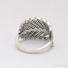NEW 925 Sterling Silver Feather Wedding RING LOGO Original Box for Pandora Engagement Jewelry CZ Diamond Crystal Rings for Women Girls