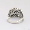 NUOVO 925 Sterling Silver Feather Wedding ANELLO LOGO Scatola originale per gioielli di fidanzamento Pandora CZ Anelli di cristallo di diamante per le donne Ragazze