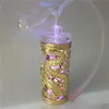 Gold und Silber Double Dragon LED Shisha 4,3 Zoll Bohrinselbongs Zusammengebaute tragbare Filterrauchwasserpfeifen mit Kunststoffschaufel