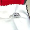 Oryginalny 100% solid 925 srebrnych obrączek dla kobiet z białym różowym pierścieniem zaręczynowym 8 mm biżuteria zaręczynowa CALE H223P
