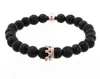 Lava Rock / Vit Turkos Bracelet Crown 7 Chakra Energi Pärlor Armband Älskare Färgrika Metall Rhinestone Strands Smycken Tillbehör