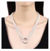 Vente chaude de nombreuses lignes collier à trois anneaux collier en argent sterling plaque collier SN264, mode de gros 925 chaînes en argent collier vente directe d'usine