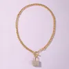 Collana girocollo con ciondolo con lucchetto a diamante collana di design per donne ragazze nuovo popolare ins moda lusso esagerato collegamento dorato cha216S