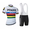 Yeni Erkekler Peugeot Bisiklet Jersey Fransa İspanya Bisiklet Retro Renk Bar Giyim Bisiklet Giyim Yarışları Damalı Damalı Giyim5753706