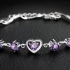 Fashion- jewelry 925 sterling silver plated bracelets purple crystal heart bracelets lovely for women hot fashion