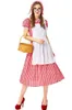 Costume con cappuccio rosso Halloween Cosplay cameriera Beer Girl uniforme mantello abito scozzese principessa spettacolo teatrale fiaba vestito operato