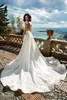 Abiti da sposa senza schienale in pizzo di alta qualità con scollo a barchetta staccabile Abiti da sposa con scollo a barchetta Appliqued robe de mari￩e