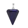 Natural Gemstone Pendant Necklace Crystal Healing Chakra Reiki Silver Stone Hexagonal Prisme Cone Pendulum Charm Necklaces Chain Jewelry