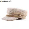 BUTTERMERE Tweed Newsboy Cap Brand Baker Boy Hat Ladies Flat Cap Beige Autumn Winter Vintage Japanese Art Hat