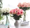 Konstgjorda blommor Rose Bukett Bröllop Hem Party Dekoration enkel stjälk Silke Blommor Blommor Rose