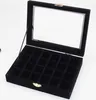 24 Rooster Fluwelen Glas Sieraden Ring Display Organizer Box Lade Houder Oorbellen Storage Case Showcase Display Opslag 24 Sectieboxen