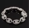 2019 мужская морская звеньевая цепочка, 8-дюймовый браслет, комплект Iced Out, блестящая цепочка, ожерелье, 16 дюймов, 18 дюймов, 20 дюймов, 22 дюйма, 24 дюйма, звеньевая цепочка Bracele260c