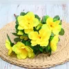 Fake Rhododendron (5stems/bunch) 13.39" Legth Simulation Azalea Green Leaf for Wedding Home Decorative Artificial Flowers