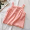 Conjuntos de ropa sólida para bebés en 3 colores, camisetas con tirantes para bebés, Tops + 2 unids/set cortos, ropa de algodón de verano para el hogar, conjuntos de pijamas para niños M2081