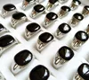 36pcs Men Women Silver Alloy Ring With Clear Black Enamel Wholesale Rhinestone Stone Charm Ring Unisex Unique Jewelry Brand New Size Mixed