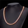 Tennis-Hip-Hop-Tenniskette, Schwarzgold, Roséversilbert, lange Halskette für Männer, Modeschmuck, trendiger 7 mm kubanischer Link N272j