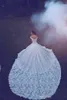 2019 Luxury Princess Lace Ball Gowns Wedding Dresses Sexy Off The Shoulder Bridal Gowns Chapel Train Full Lace Appliqued Robe Mariage