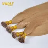 VMAE europese Russische 0,5 g / s 50g dubbel getrokken natuurlijke bruin blonde rechte keratin fusion pre bonded i tip maagdelijke menselijke hair extensions