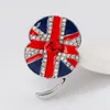 Forniture per eventi Forniture in oro bianco Gold Tone Strass cristallo britannico Regno Unito Bandiera Poppy Union Jack Brooch Remembrance Day Pins
