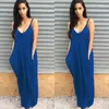 Women casual beach dresses pure color maxi dresses Deep-V neck sleeveless spaghetti strap backless floor-length summer clothes plus size 622