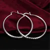 925 Sterling Silver Textured Ear Studs Grandi orecchini a cerchio rotondi Gioielli da donna