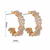 1111 baguette trasparente cubic zirconia cz orecchino a cerchio riempito in oro classico splendido europeo moda donna eleganza gioielli Huggie3833753