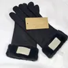 Winter Dames Lederen Handschoenen Matt Bont Mittens PU Vijf Vingers 4 Kleuren met Tag Groothandel