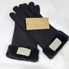 Winter Women Leather Gloves Matt Fur Mittens PU Five Fingers 4 Colors With Tag Wholesale