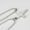 Collana della catena della catena del pendente della croce del tono dell'argento semplice dell'acciaio inossidabile di modo per le donne degli uomini